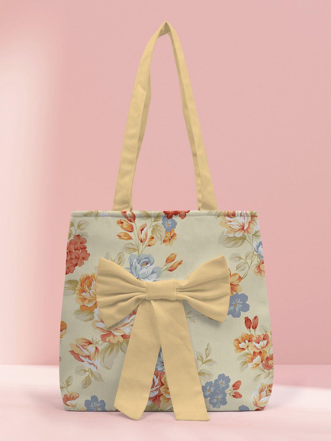crazy corner women printed shopper tote bag with bow detail