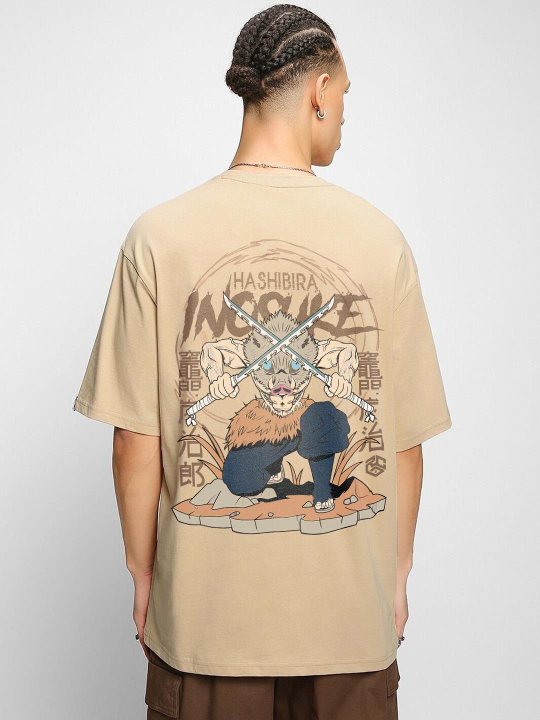 crazymonk unisex taupe printed applique t-shirt