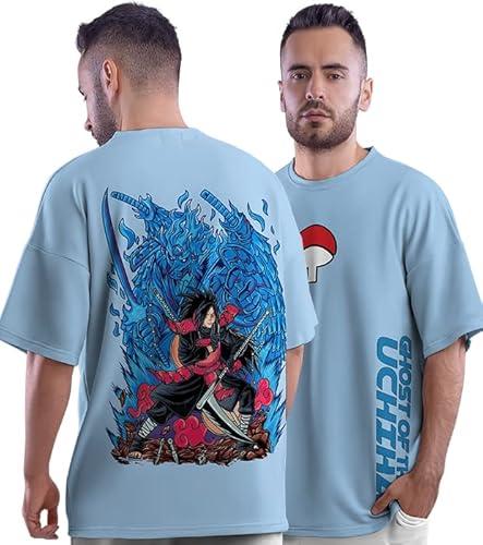 crazymonk anime oversized t-shirt - sky blue, l