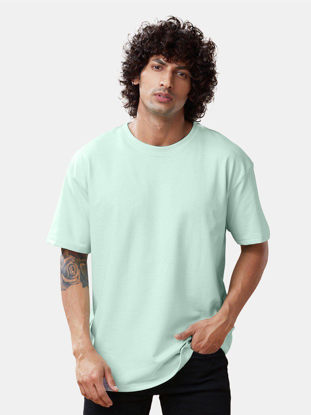 crazymonk cotton oversized round neck raw edge t-shirt