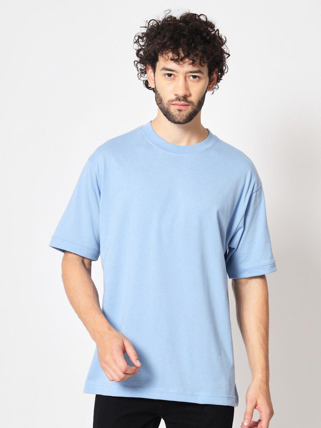 crazymonk cotton three-quarter sleeves oversized raw edge t-shirt