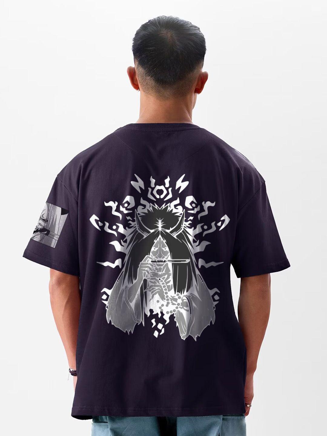 crazymonk death reaper seal naruto printed drop-shoulder sleeves cotton oversized t-shirt