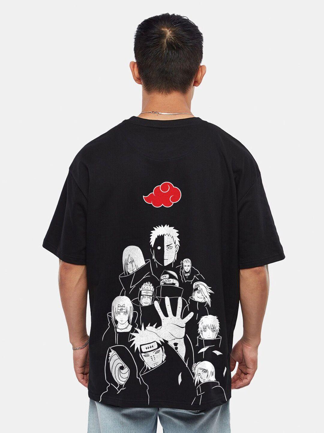 crazymonk naruto akatsuki team printed drop-shoulder sleeves cotton oversized t-shirt
