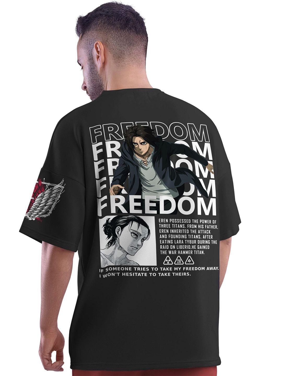 crazymonk unisex eren x freedom anime printed oversized cotton t-shirt