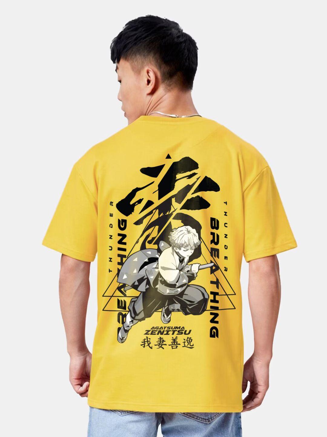 crazymonk unisex zenistu demon slayer anime printed cotton oversized t-shirt