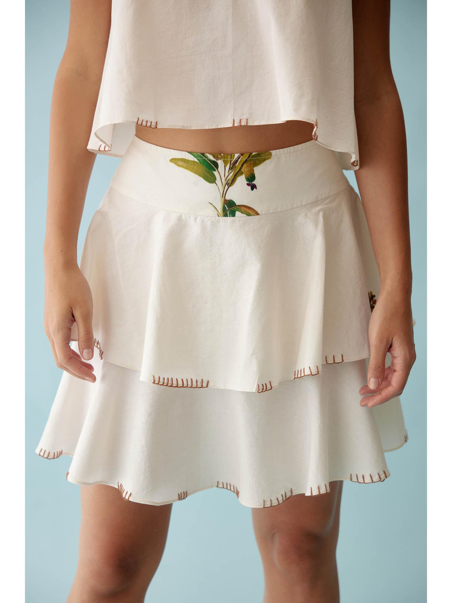 cream double layer skirt