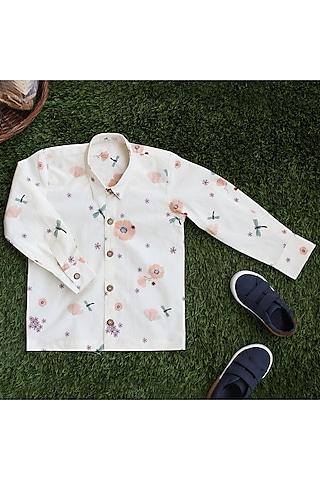 cream floral printed shirt for boys