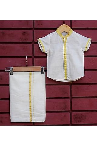 cream handloom shirt for boys