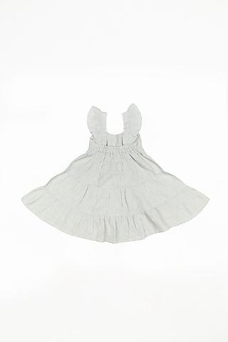 cream linen ruffled dress for girls