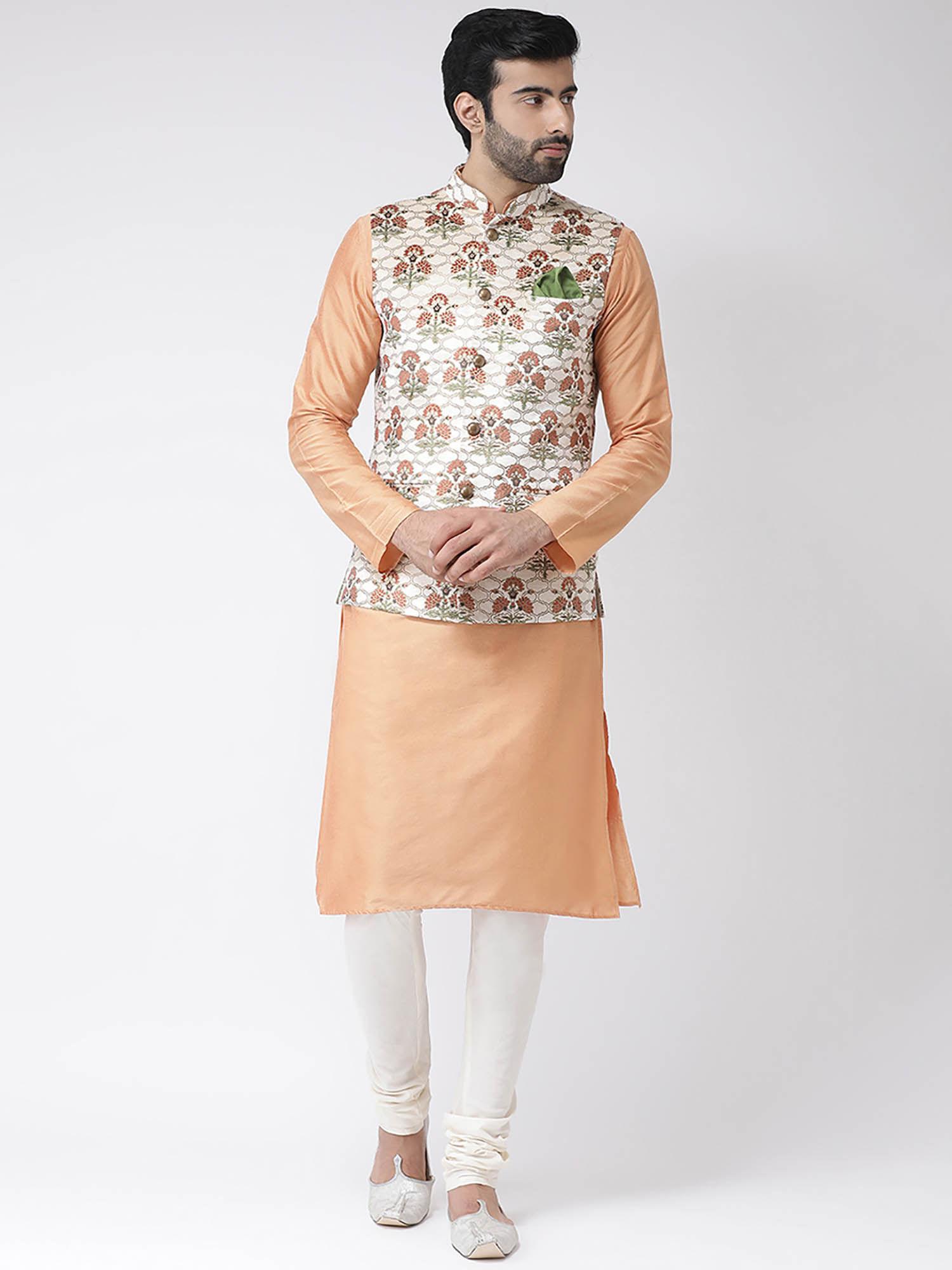 cream-printed-kurta,-jacket-and-bottomwear-(set-of-3)