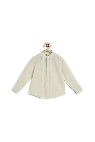 cream slub cotton shirt for boys