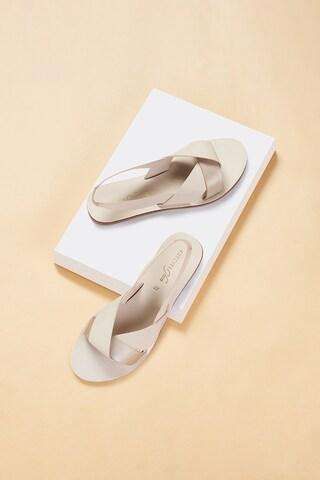 cream solid casual women flat sandals