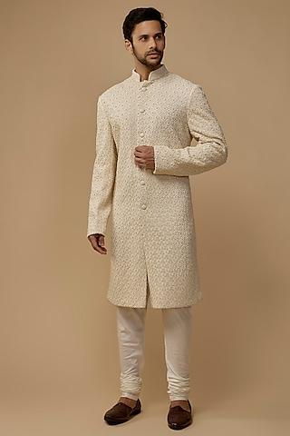 cream suiting embroidered sherwani