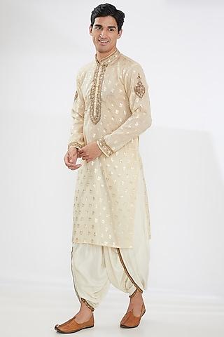 cream & gold brocade embroidered kurta set