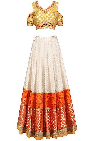 cream & yellow chanderi lehenga set