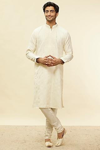 cream blended viscose printed kurta set