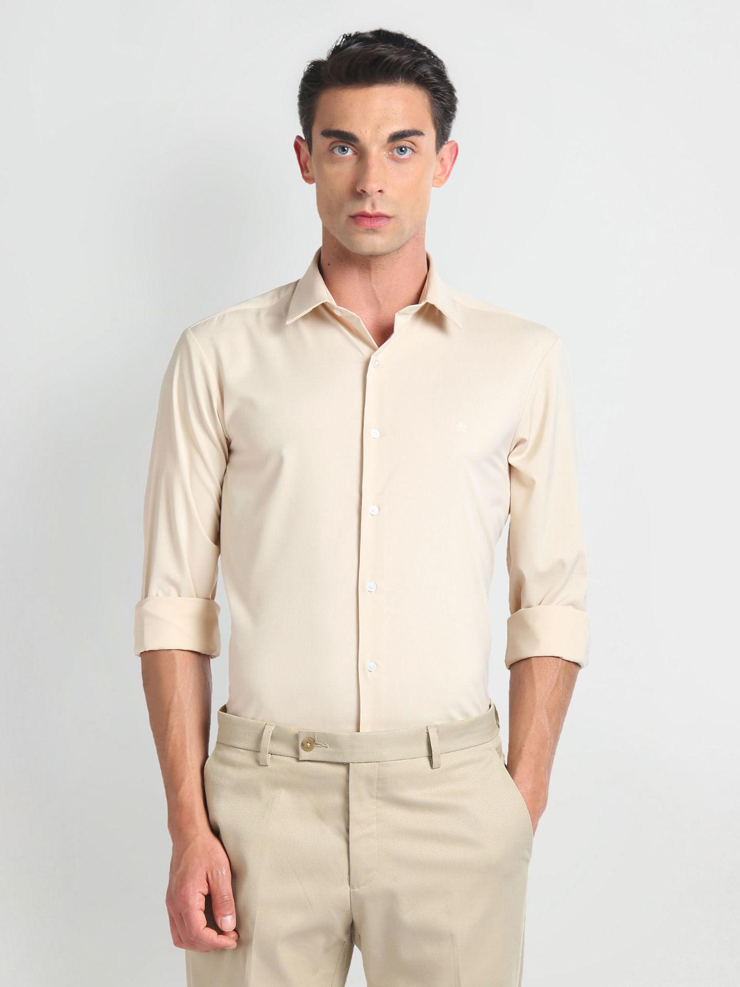 cream brooklyn super slim sateen formal shirt