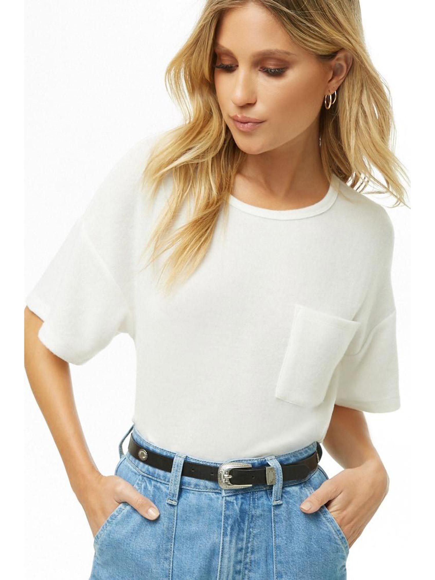 cream brushed pocket top