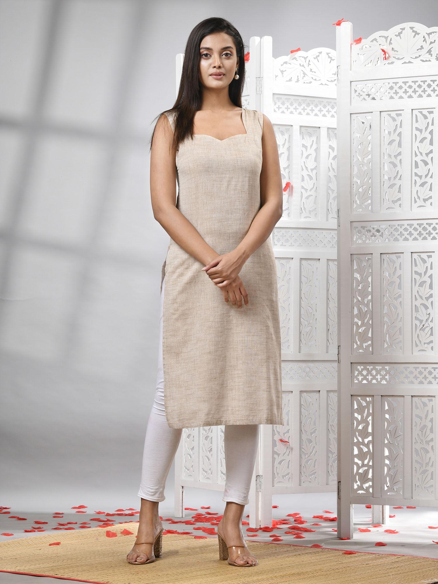 cream cotton handwoven kurti