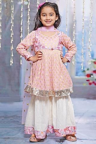 cream cotton sharara set for girls