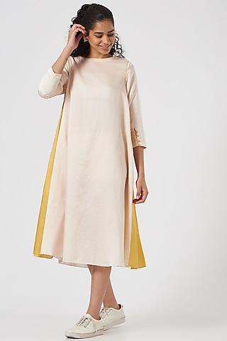 cream cotton silk a-line dress