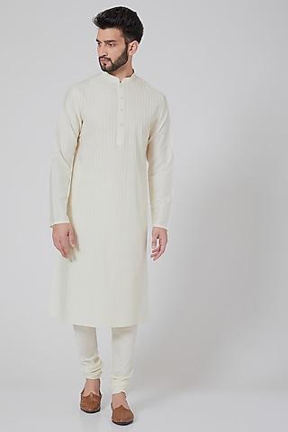 cream cotton silk kurta set