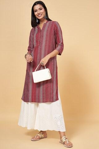 cream embroidered full length casual women regular fit palazzo