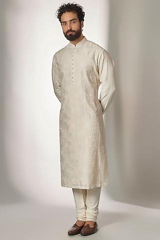 cream embroidered kurta set