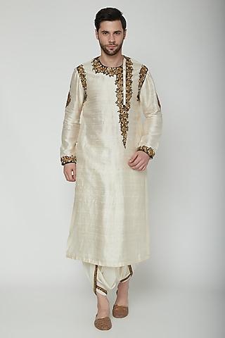 cream embroidered kurta set