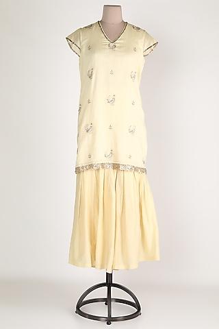 cream embroidered tunic set