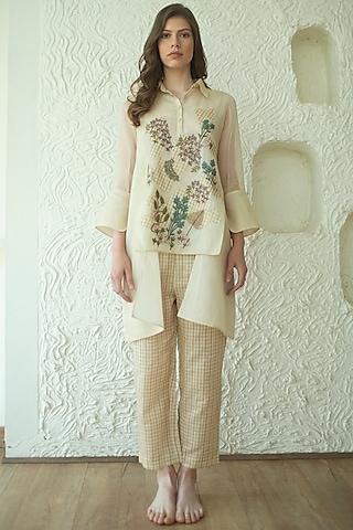 cream embroidered tunic set