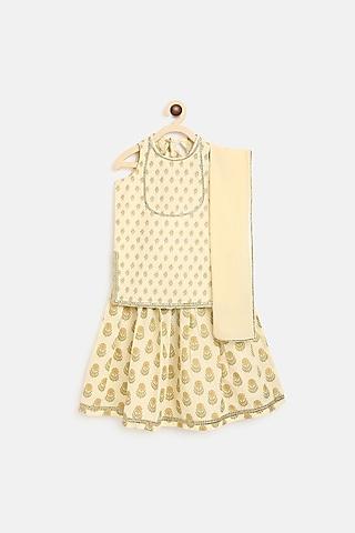 cream floral printed lehenga set for girls