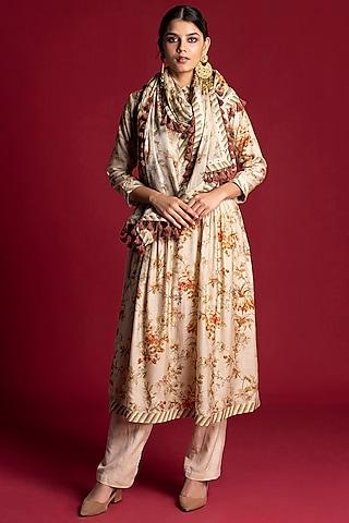 cream floral tunic set