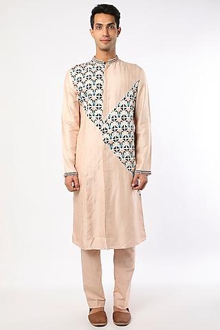 cream geometric printed kurta set