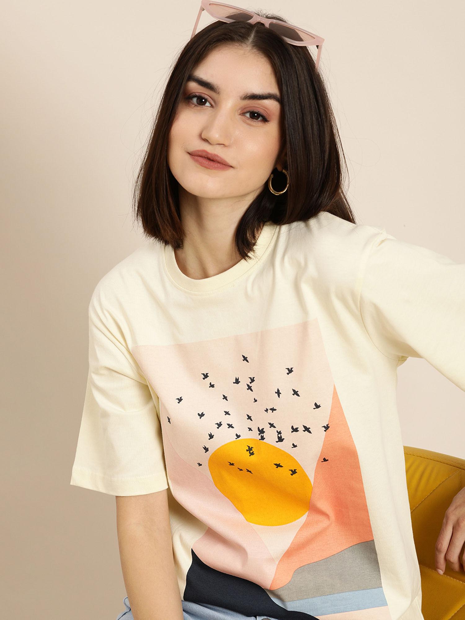 cream graphic oversized t-shirt