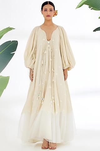 cream handwoven jamdani cotton dress