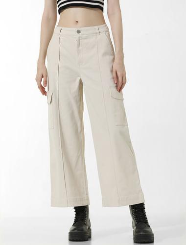 cream high rise cargo pants