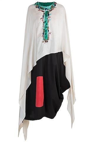 cream highlighted dupatta cape with black skirt
