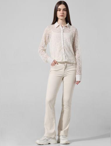 cream lace cotton shirt