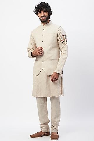 cream linen bundi jacket