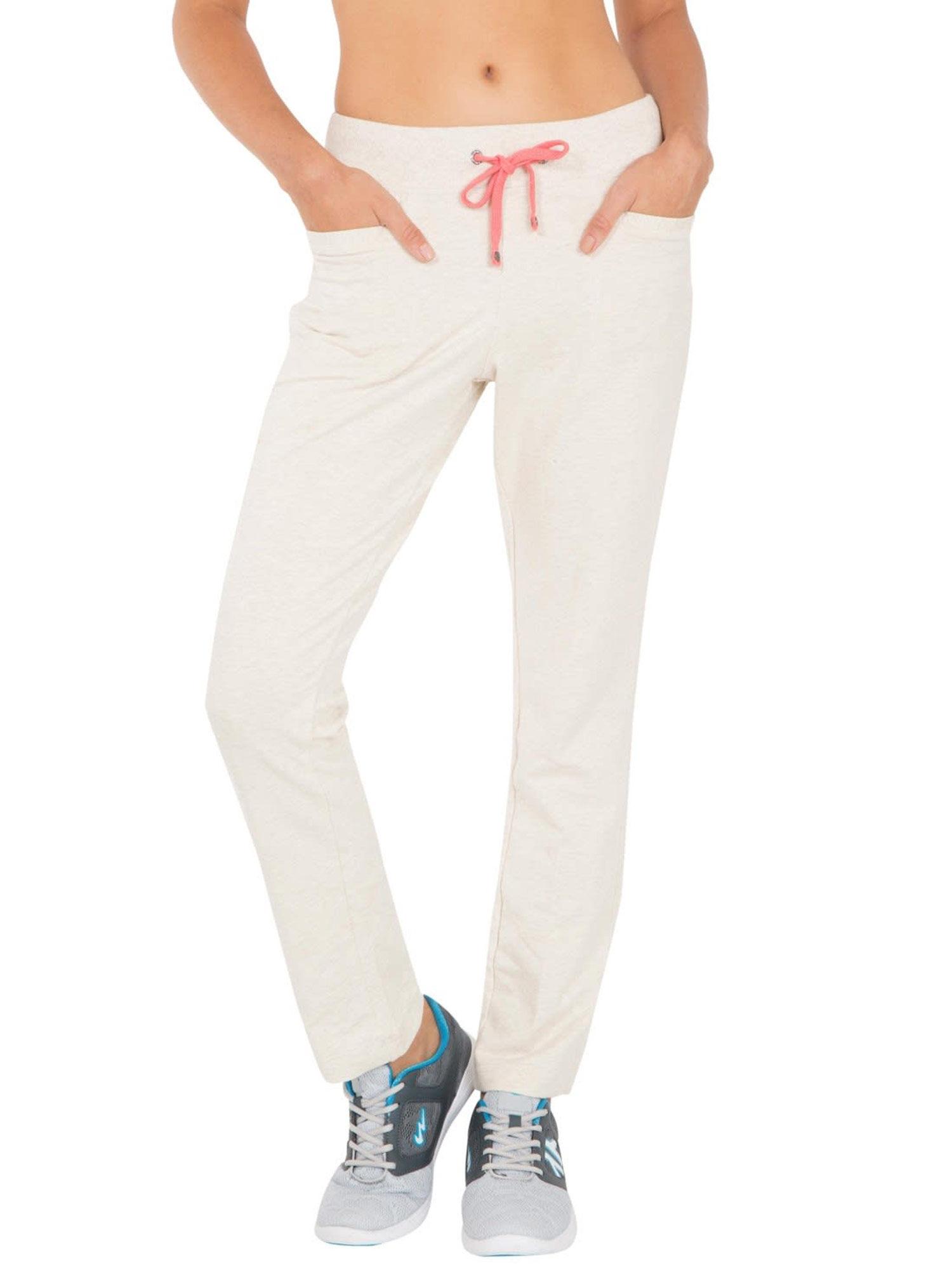 cream melange track pant