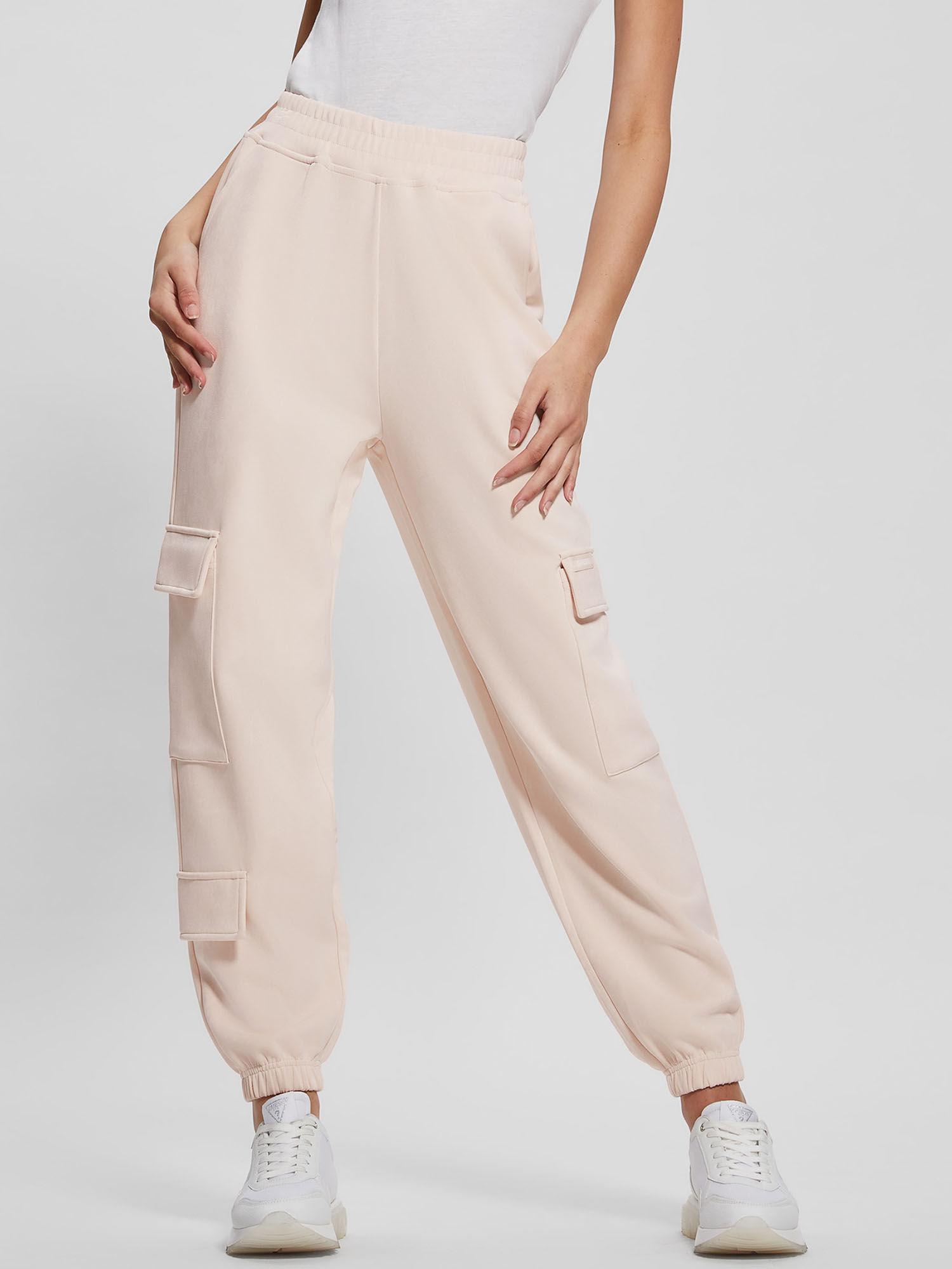 cream mid rise cuffed leg cargo pant