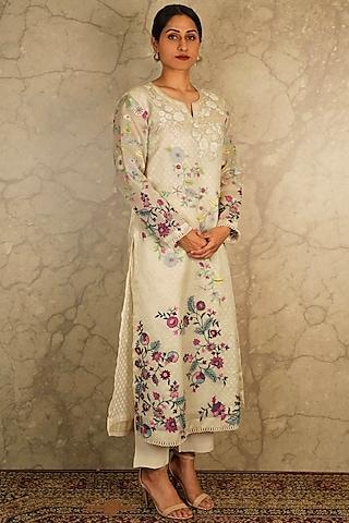 cream organza kurta set