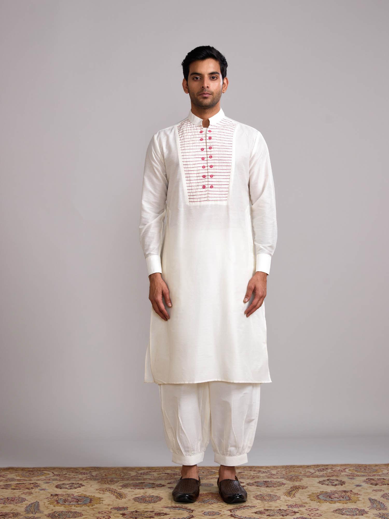 cream pintuck yoke straight kurta