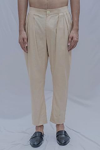 cream pleated trousers