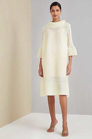 cream polyester dress