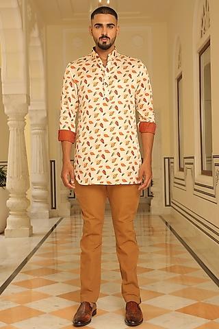 cream printed kurta