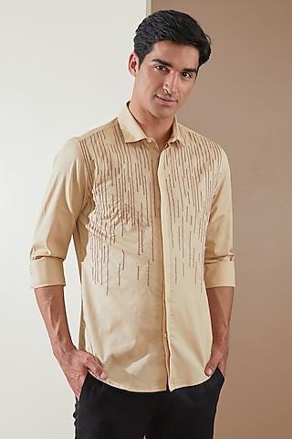 cream pure cotton embroidered shirt