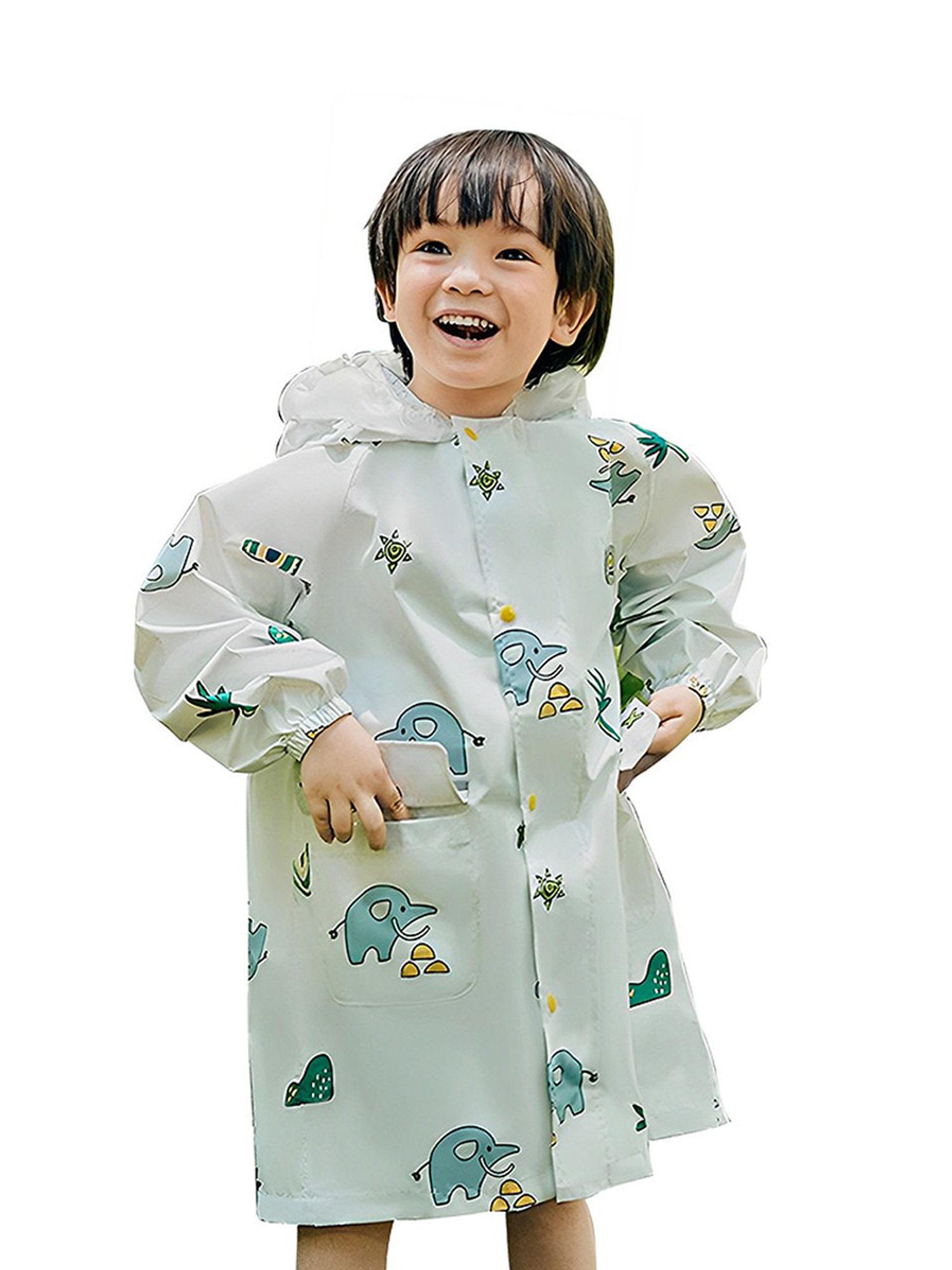 cream self print woodland elle raincoat for kids