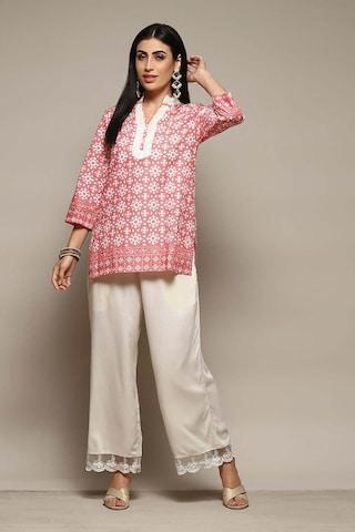 cream solid rayon women relaxed fit palazzos